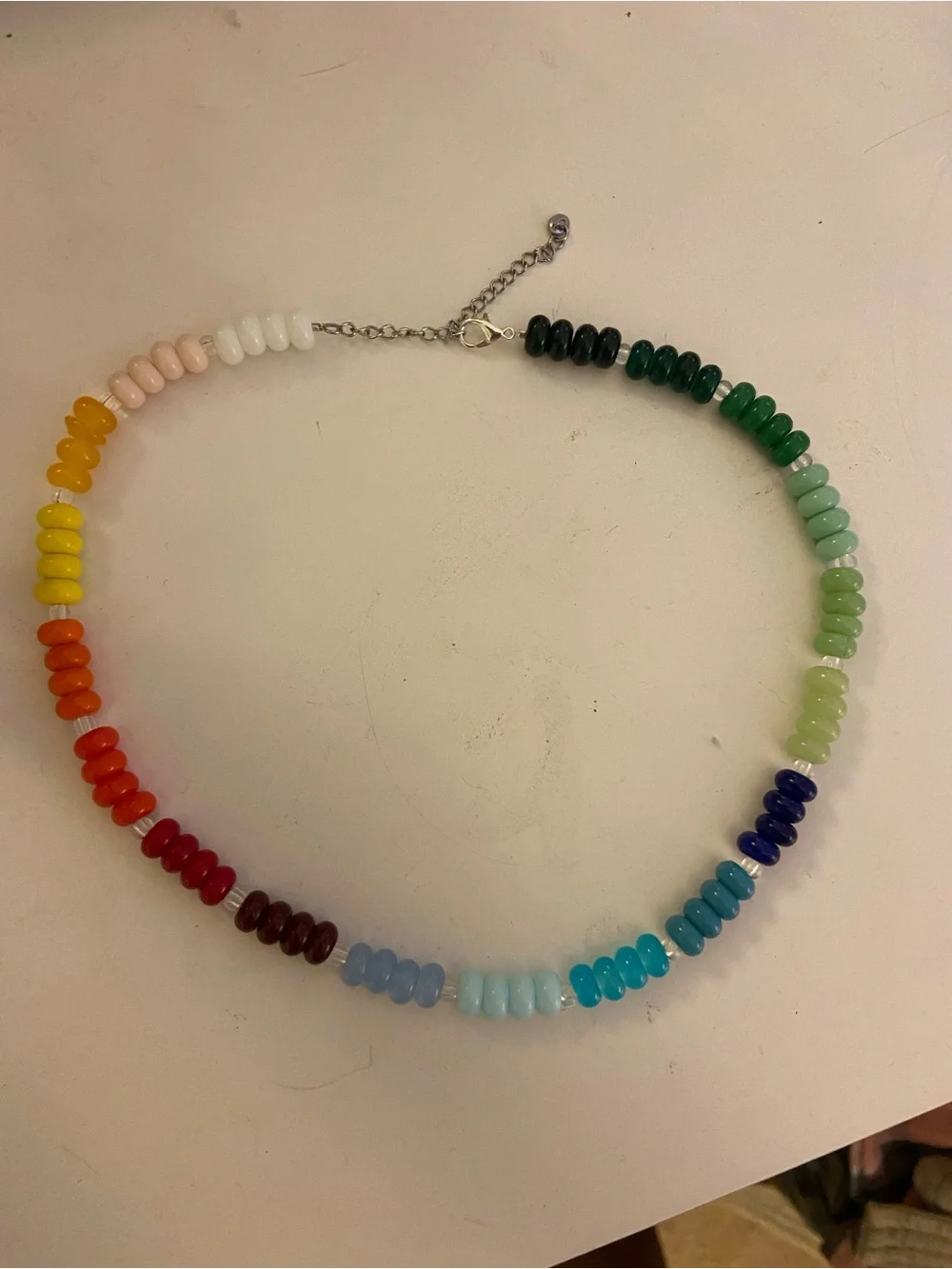 Handmade Colorful Rainbow Beaded Necklace - Multicolor